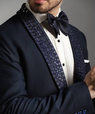 Blue polyester embroidered tuxedo 3