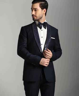 Blue polyester embroidered tuxedo 4