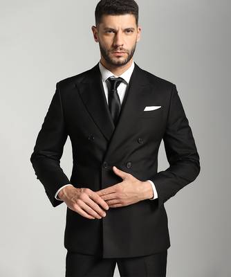 Black polyester plain men suits 1