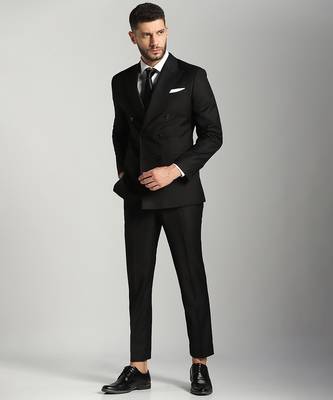 Black polyester plain men suits 2