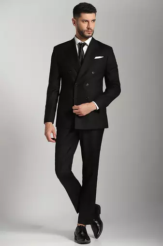 Black polyester plain men suits