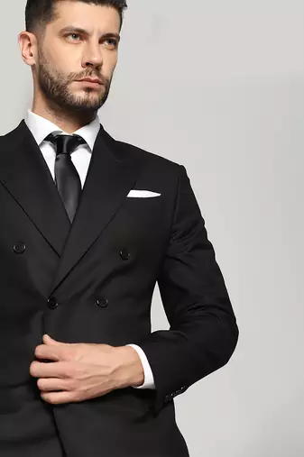 Black polyester plain men suits