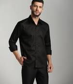 Black cotton printed men shirts