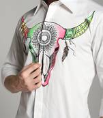 White cotton printed men shirts