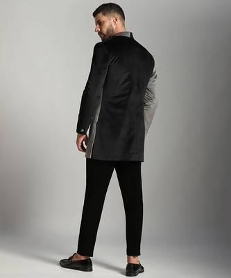 Black velvet plain bandhgala 1