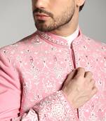 Pink poly cotton embroidered bandhgala