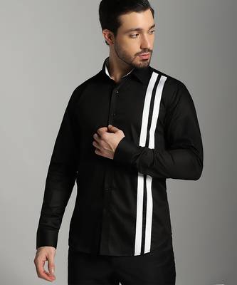 Black cotton printed men shirts 1