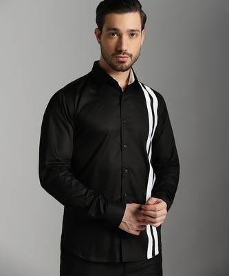 Black cotton printed men shirts 2