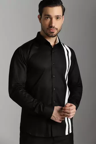 Black cotton printed men shirts