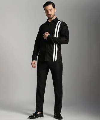 Black cotton printed men shirts 3