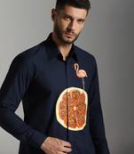 Blue cotton printed men shirts