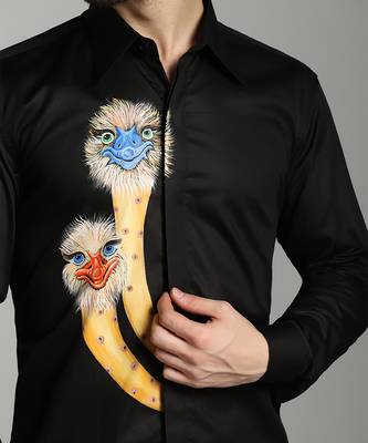 Black cotton printed men shirts 1