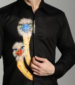 Black cotton printed men shirts