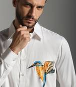 White cotton printed men shirts