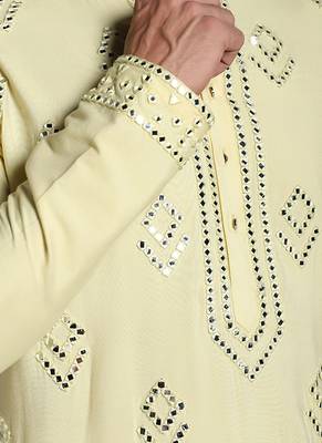White poly cotton embroidered kurta pajama 2