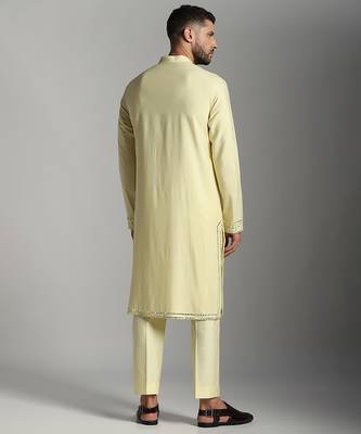 White poly cotton embroidered kurta pajama 3