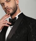Black polyester embroidered tuxedo suit