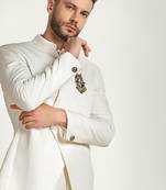 White polyester plain bandhgala