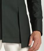 Green polyester plain bandhgala