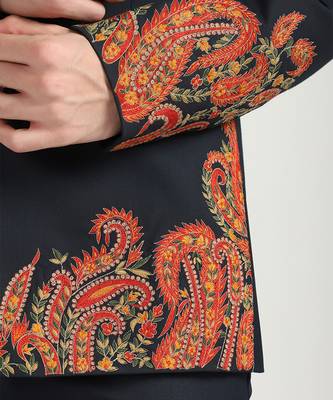 Blue polyester embroidered bandhgala 2