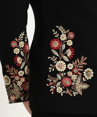Black viscose embroidered bandhgala 4