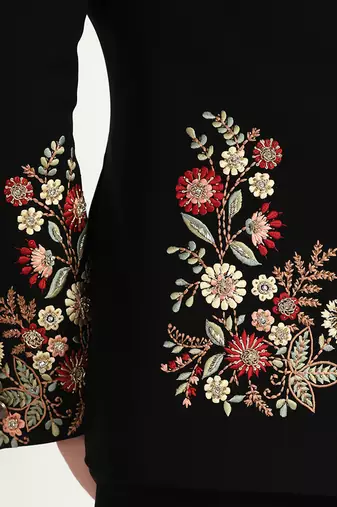 Black viscose embroidered bandhgala