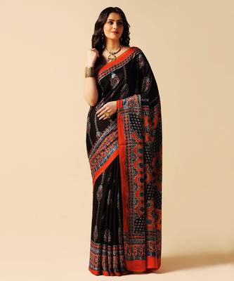 Multicolor floral printed silk saree 1