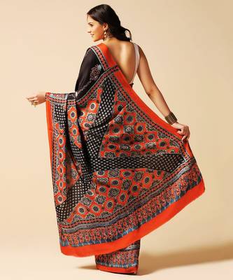 Multicolor floral printed silk saree 2