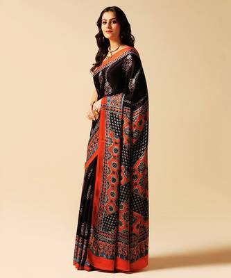 Multicolor floral printed silk saree 4