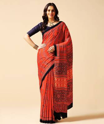 Multicolor floral printed silk saree 1