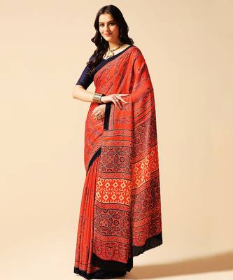 Multicolor floral printed silk saree 2