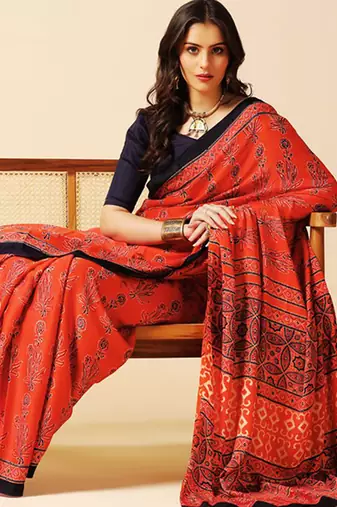 Multicolor floral printed silk saree