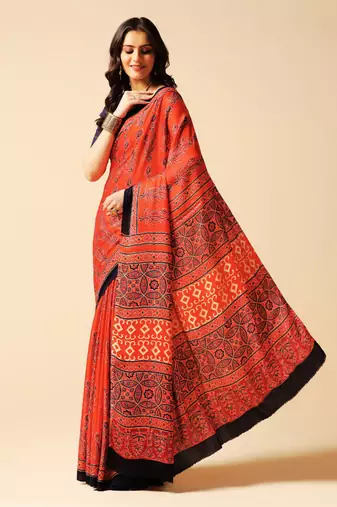 Multicolor floral printed silk saree