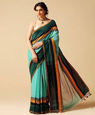 Multicolor hand woven cotton saree 1