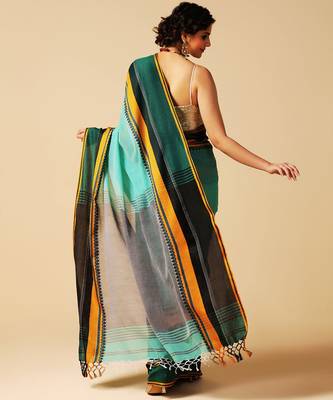 Multicolor hand woven cotton saree 2