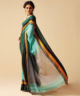 Multicolor hand woven cotton saree 5
