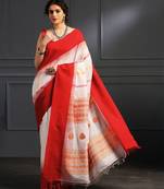 Multicolor hand woven cotton saree