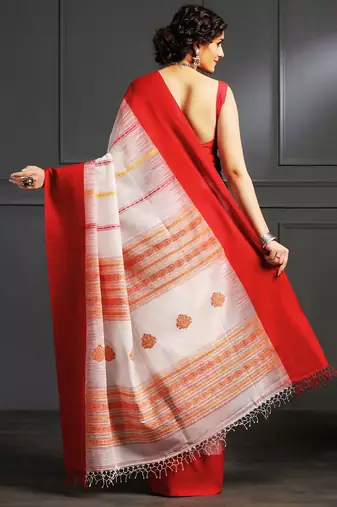 Multicolor hand woven cotton saree