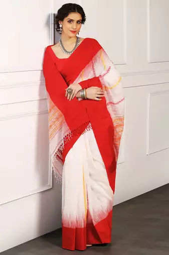 Multicolor hand woven cotton saree