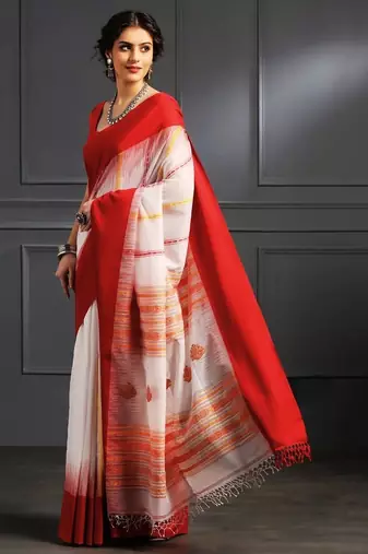 Multicolor hand woven cotton saree