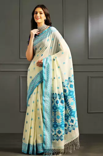 Multicolor hand woven cotton saree