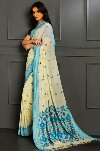 Multicolor hand woven cotton saree