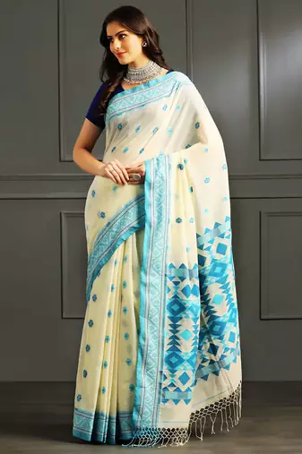 Multicolor hand woven cotton saree