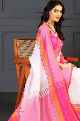 Multicolor hand woven cotton saree