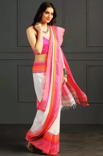 Multicolor hand woven cotton saree