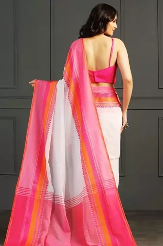 Multicolor hand woven cotton saree