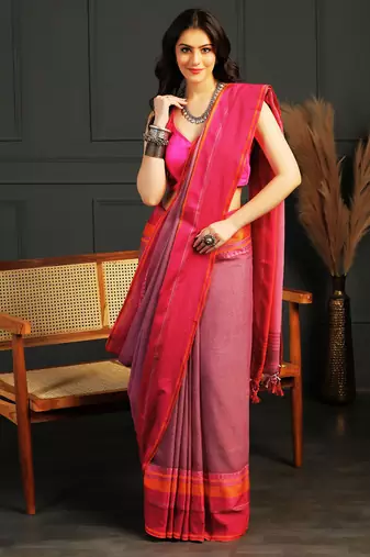 Multicolor hand woven cotton saree