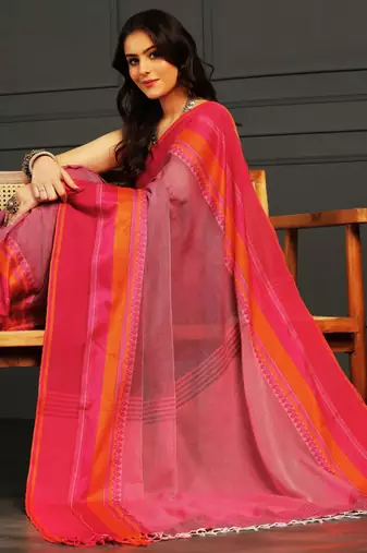 Multicolor hand woven cotton saree