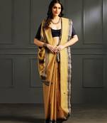 Yellow hand woven cotton saree