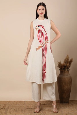 Off white colour with emboidery with khadi cotton stitch for women 1
